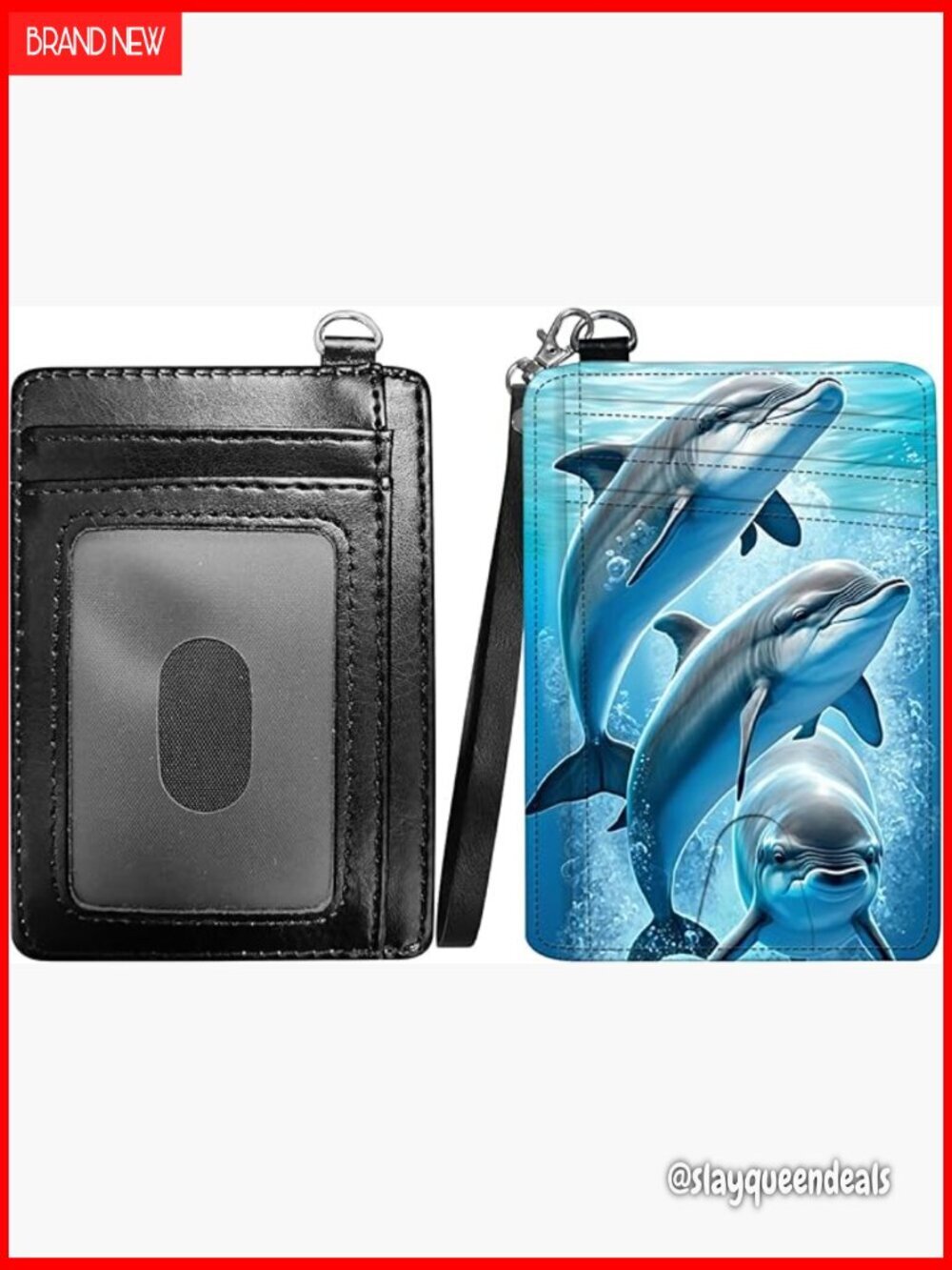 Slim Minimalist RFID Wallet with Lanyard Strap and ID Window
